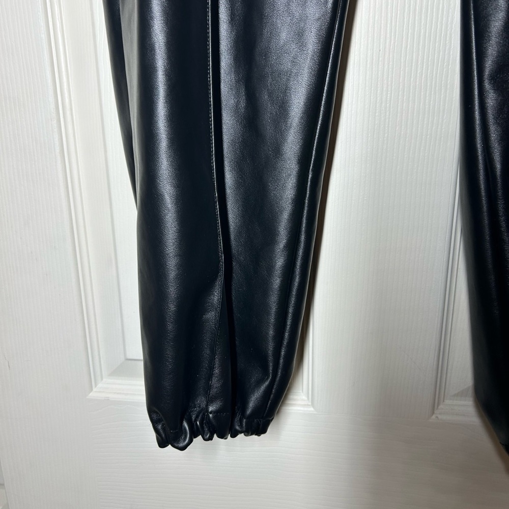 Womens Maison d’Amelie Black Faux Leather Joggers Size 12 Bikercore - Picture 2 of 13